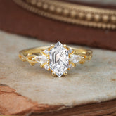 Nature-Inspired Classic 4-Prong Hexagonal-Cut Lab Diamond Engagement Ring